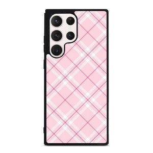LIGHT PINK PLAID PATTERN Samsung Galaxy S23 Ultra Case Cover