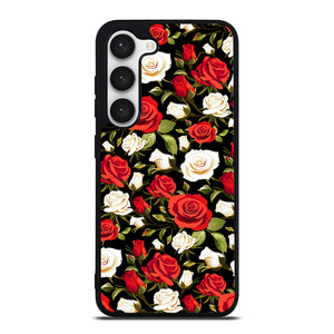 SEAMLESS RED WHITE ROSE PATTERN Samsung Galaxy S23 Case Cover