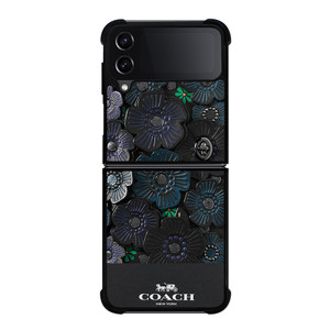 COACH NEW YORK BLACK TEA ROSE Samsung Galaxy Z Flip 4 Case Cover