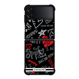 COACH NEW YORK POPPY BLACK Samsung Galaxy Z Flip 4 Case Cover
