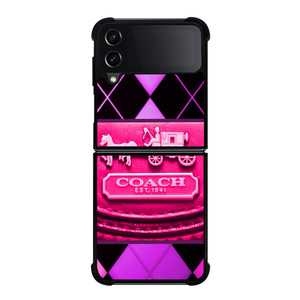 COACH NEW YORK PURPLE PINK LOGO Samsung Galaxy Z Flip 4 Case Cover