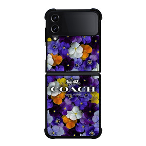 PURPLE FLOWERS COACH NEW YORK Samsung Galaxy Z Flip 4 Case Cover