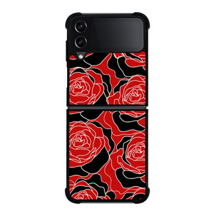 ROSE RED AND BLACK PATTERN Samsung Galaxy Z Flip 4 Case Cover