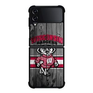 WISCONSIN BADGER WOODEN LOGO Samsung Galaxy Z Flip 4 Case Cover WISCONSIN BADGER WOODEN LOGO Samsung Galaxy Z Flip 4 Case Cover