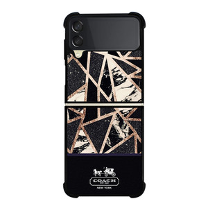 COACH NEW YORK GOLD BLACK TEXTURE Samsung Galaxy Z Flip 3 Case Cover COACH NEW YORK GOLD BLACK TEXTURE Samsung Galaxy Z Flip 3 Case Cover