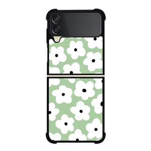 GREEN RETRO FLORAL PATTERN Samsung Galaxy Z Flip 3 Case Cover GREEN RETRO FLORAL PATTERN Samsung Galaxy Z Flip 3 Case Cover