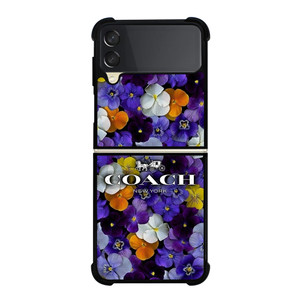 PURPLE FLOWERS COACH NEW YORK Samsung Galaxy Z Flip 3 Case Cover