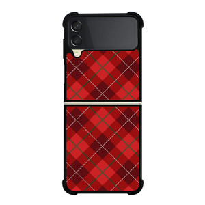 RED TARTAN CROSS PATTERN Samsung Galaxy Z Flip 3 Case Cover