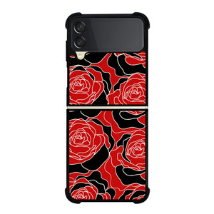 ROSE RED AND BLACK PATTERN Samsung Galaxy Z Flip 3 Case Cover