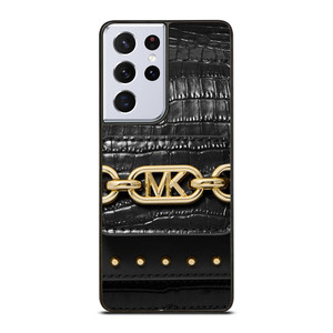 MICHAEL KORS MK LOGO BLACK LEATHER HAND BAG Samsung Galaxy S21 Ultra Case Cover