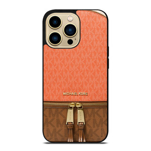 MICHAEL KORS MK LOGO BACKPACK ORANGE BAG iPhone 14 Pro Max Case Cover