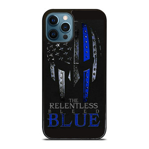 BLUE LINE POLICE WARRIOR SKULL iPhone 12 Pro Max Case Cover