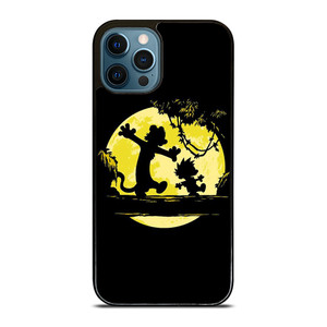 CALVIN AND HOBBES BLACK CARTOON iPhone 12 Pro Max Case Cover