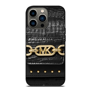 MICHAEL KORS MK LOGO BLACK LEATHER HAND BAG iPhone 13 Pro Case Cover