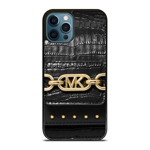 MICHAEL KORS MK LOGO BLACK LEATHER HAND BAG iPhone 12 Pro Max Case Cover