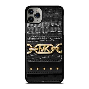 MICHAEL KORS MK LOGO BLACK LEATHER HAND BAG iPhone 11 Pro Max Case Cover