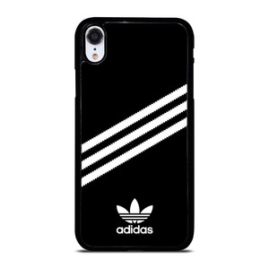 ADIDAS ORIGINALS STRIPES BLACK WHITE iPhone XR Case Cover ADIDAS ORIGINALS STRIPES BLACK WHITE iPhone XR Case Cover