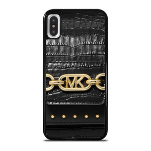 MICHAEL KORS MK LOGO BLACK LEATHER HAND BAG iPhone X / XS Case Cover