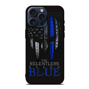 BLUE LINE POLICE WARRIOR SKULL iPhone 15 Pro Max Case Cover