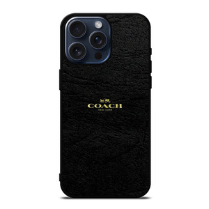 COACH NEW YORK BLACK LEATHER iPhone 15 Pro Max Case Cover