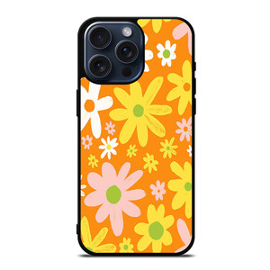 FLOWER POWER ORANGE PATTERN iPhone 15 Pro Max Case Cover