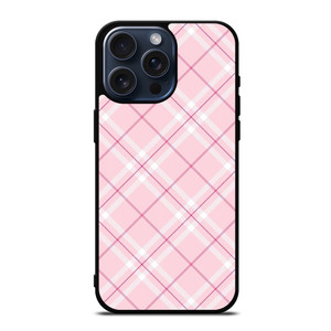 LIGHT PINK PLAID PATTERN iPhone 15 Pro Max Case Cover