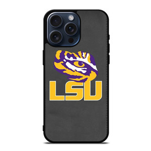 LSU TIGERS LEATHER LOGO iPhone 15 Pro Max Case Cover