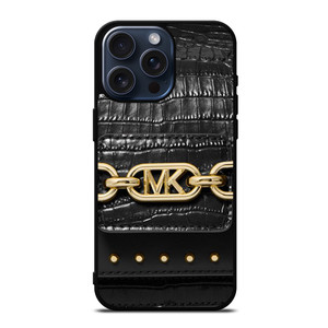 MICHAEL KORS MK LOGO BLACK LEATHER HAND BAG iPhone 15 Pro Max Case Cover
