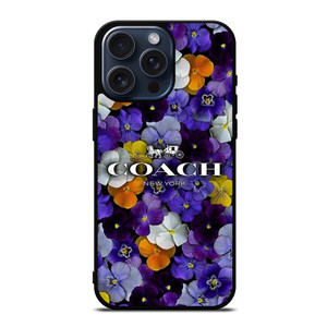 PURPLE FLOWERS COACH NEW YORK iPhone 15 Pro Max Case Cover