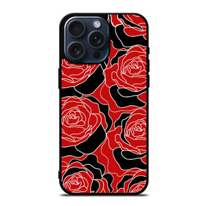 ROSE RED AND BLACK PATTERN iPhone 15 Pro Max Case Cover