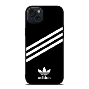 ADIDAS ORIGINALS STRIPES BLACK WHITE iPhone 15 Plus Case Cover