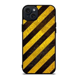 BLACK YELLOW POLICE LINE STRIPE iPhone 15 Plus Case Cover