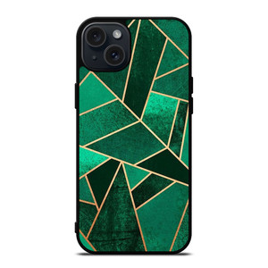 EMERALD AND COPPER GEOMETRIC PATTERN iPhone 15 Plus Case Cover