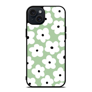 GREEN RETRO FLORAL PATTERN iPhone 15 Plus Case Cover