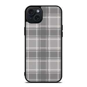 GREY TARTAN PLAID PATTERN iPhone 15 Plus Case Cover