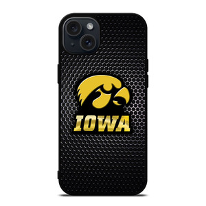 IOWA HAWKEYES METAL LOGO iPhone 15 Plus Case Cover