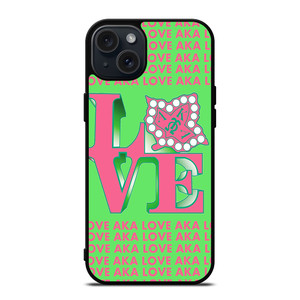 LOVE AKA PINK AND GREEN iPhone 15 Plus Case Cover