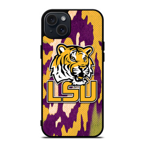 LSU TIGERS FOOTBALL HALFTONE iPhone 15 Plus Case Cover LSU TIGERS FOOTBALL HALFTONE iPhone 15 Plus Case Cover