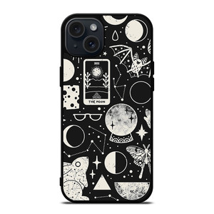 LUNAR PATTERN BLACK WHITE iPhone 15 Plus Case Cover LUNAR PATTERN BLACK WHITE iPhone 15 Plus Case Cover
