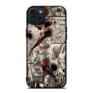 MICHAEL JORDAN COMIC ART iPhone 15 Plus Case Cover