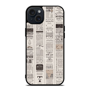 OLD NEWSPAPER PATTERN iPhone 15 Plus Case Cover