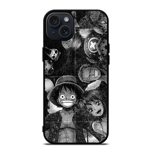 ONE PIECE BLACK WHITE GRUNGE ALL iPhone 15 Plus Case Cover ONE PIECE BLACK WHITE GRUNGE ALL iPhone 15 Plus Case Cover
