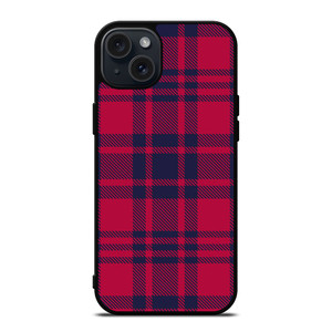 RED BLUE TARTAN PLAID PATTERN iPhone 15 Plus Case Cover