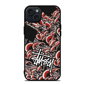 STUSSY CORAL PATTERN iPhone 15 Plus Case Cover