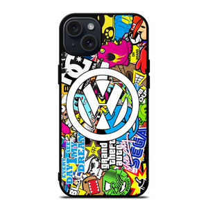 VW STICKER BOMB LOGO iPhone 15 Plus Case Cover VW STICKER BOMB LOGO iPhone 15 Plus Case Cover