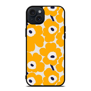 YELLOW RETRO FLORAL PATTERN iPhone 15 Plus Case Cover YELLOW RETRO FLORAL PATTERN iPhone 15 Plus Case Cover