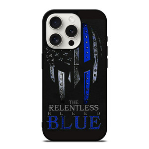 BLUE LINE POLICE WARRIOR SKULL iPhone 15 Pro Case Cover
