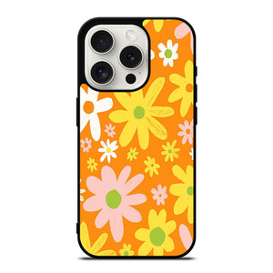 FLOWER POWER ORANGE PATTERN iPhone 15 Pro Case Cover