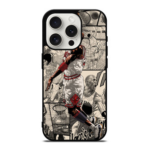 MICHAEL JORDAN COMIC ART iPhone 15 Pro Case Cover