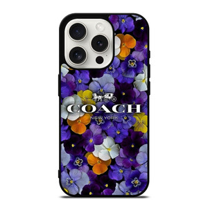 PURPLE FLOWERS COACH NEW YORK iPhone 15 Pro Case Cover
